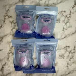Lot of 4 Portable Mini Razors for Women 5 Blades with Lubricating Strip Pink